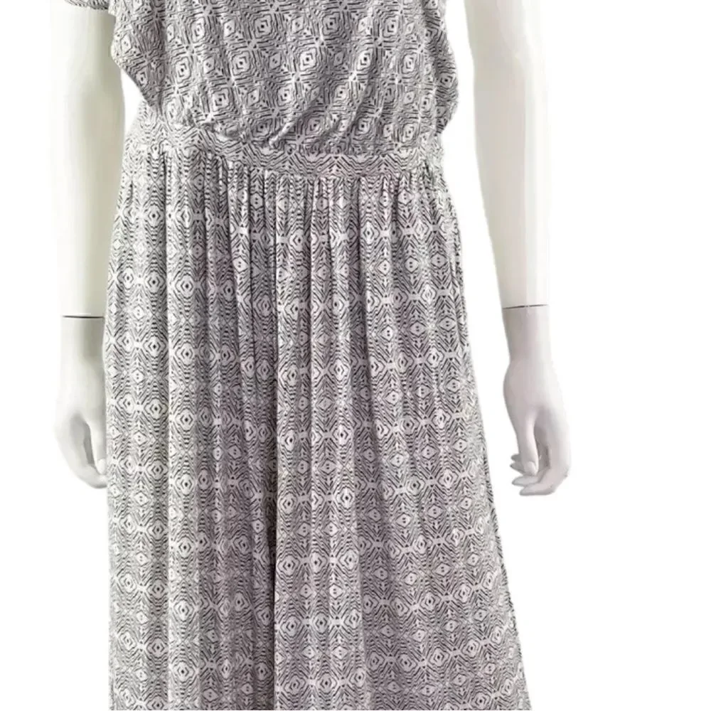 Anthropologie Maeve White & Black JAMIE One Shoulder Wide Leg Jumpsuit | MP